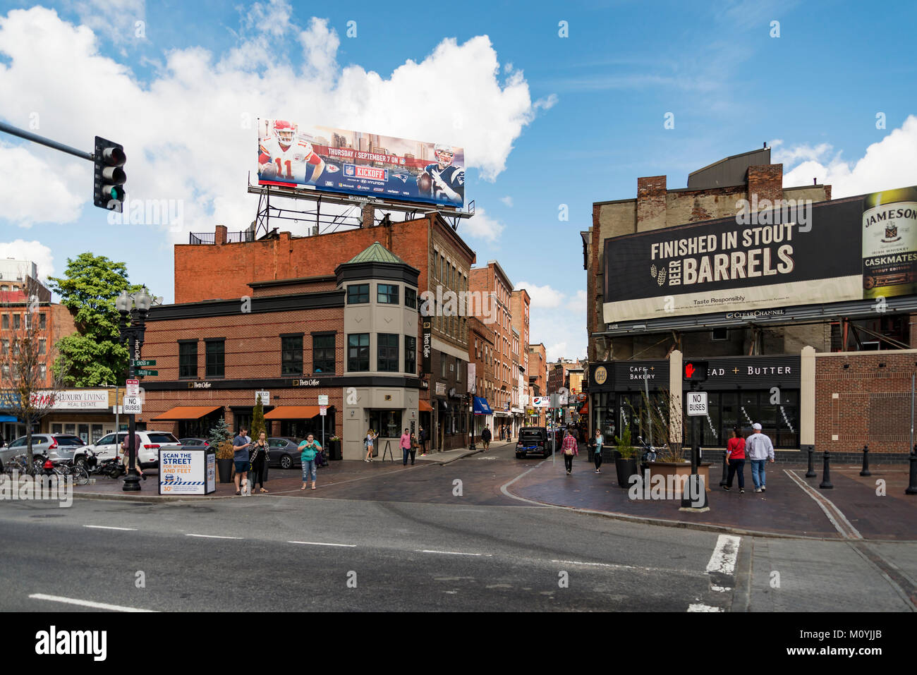 Schmale Straße im Norden Ende von Boston, Massachusetts. Stockfoto