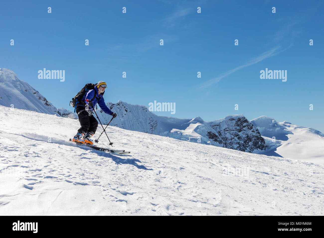 Alpine ski Bergsteiger ski Downhill; Nansen Island; Antarktis Stockfoto