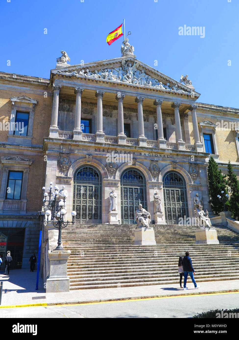 Schritte der Nationalbibliothek in Madrid, Spanien. Stockfoto