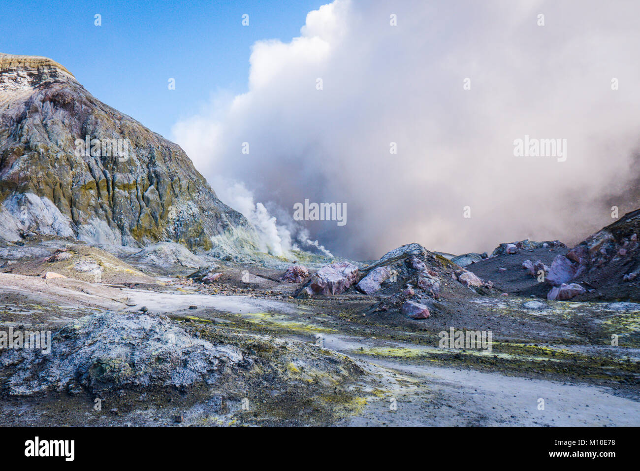 Vulkanische Landschaft von White Island, Neuseeland Stockfoto