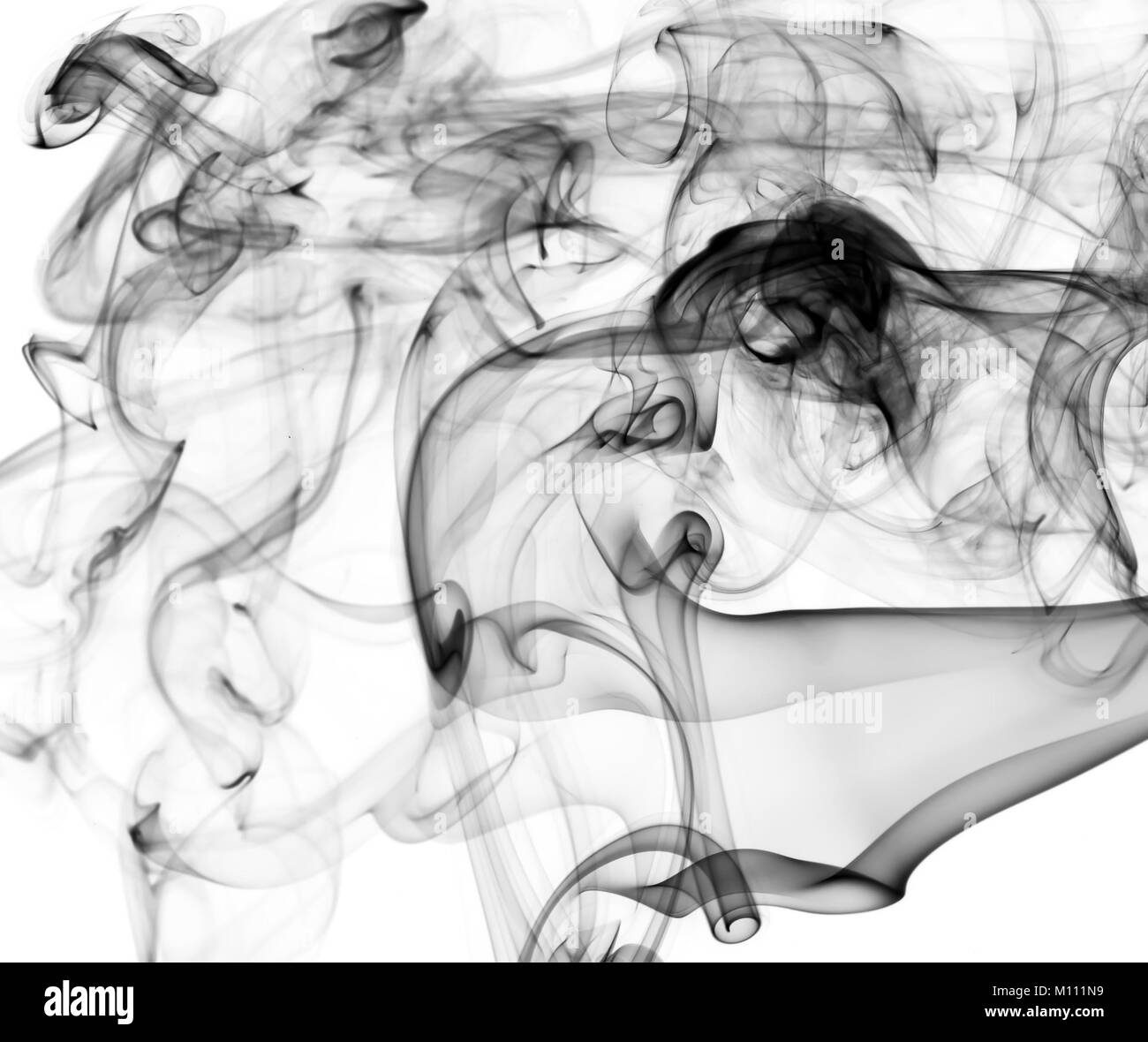 Komplexe abstrakte Rauch Muster auf weißem Hintergrund Stockfoto