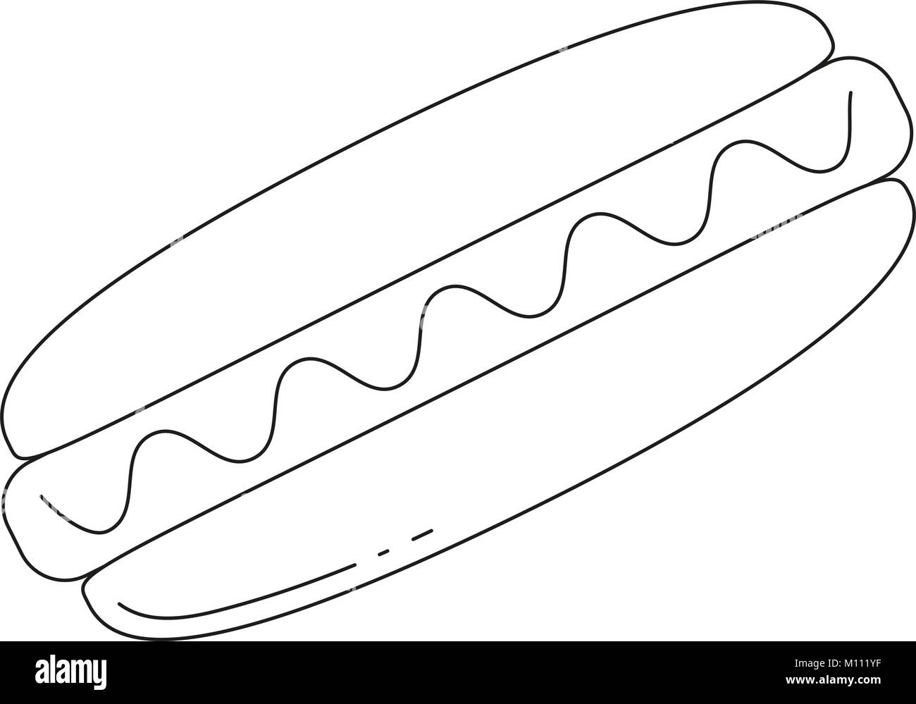 Schwarze und weiße Hotdog fast food Symbol Poster Stock Vektor