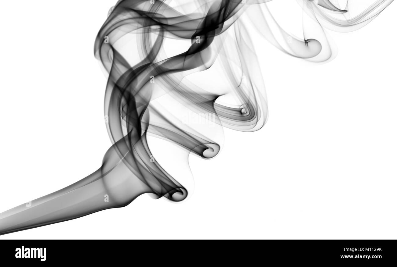 Abstrakte puff von schwarzen Rauch über den weißen Hintergrund Stockfoto