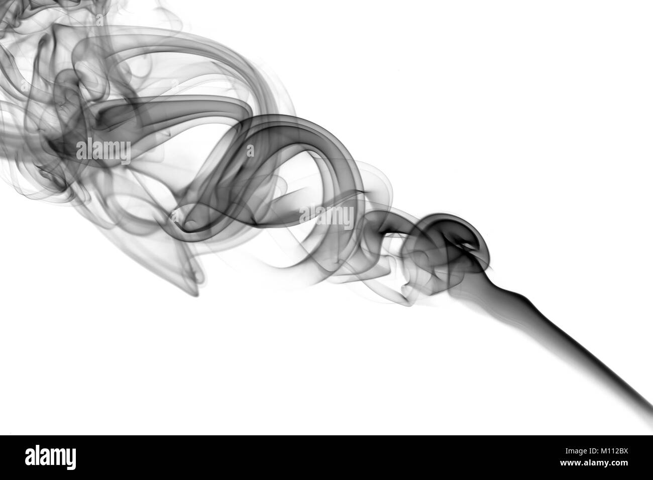 Abstrakte schwarze Rauch Form über dem weißen Hintergrund Stockfoto