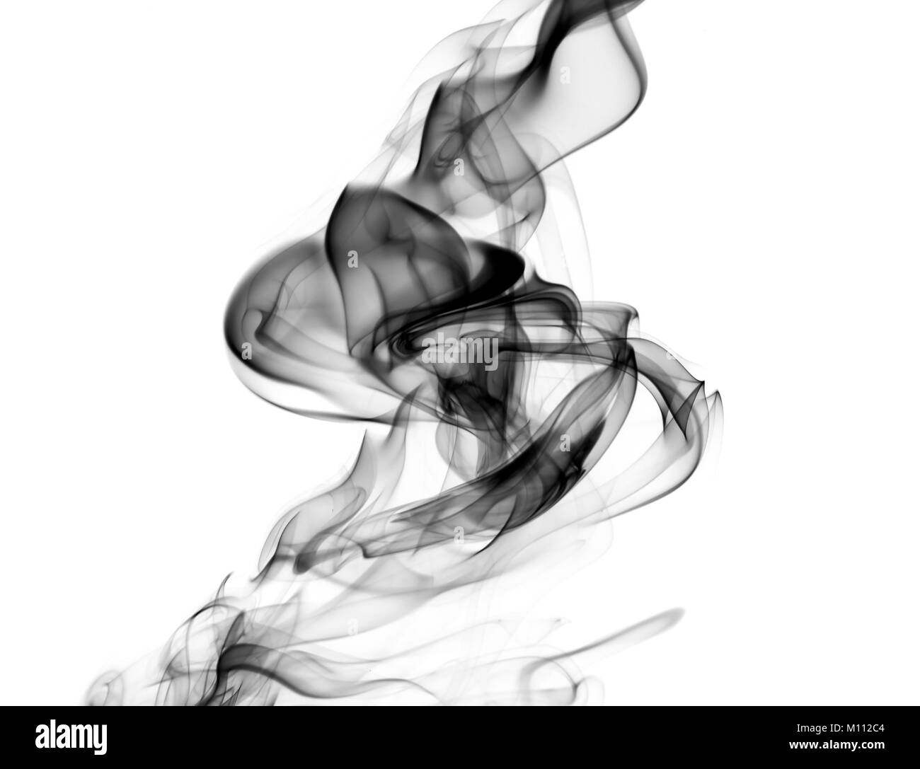Abstrakte Rauch wirbelt über den weißen Hintergrund Stockfoto