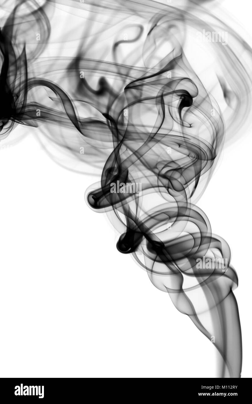 Abstrakt schwarz Rauchmuster über dem weißen Hintergrund Stockfoto
