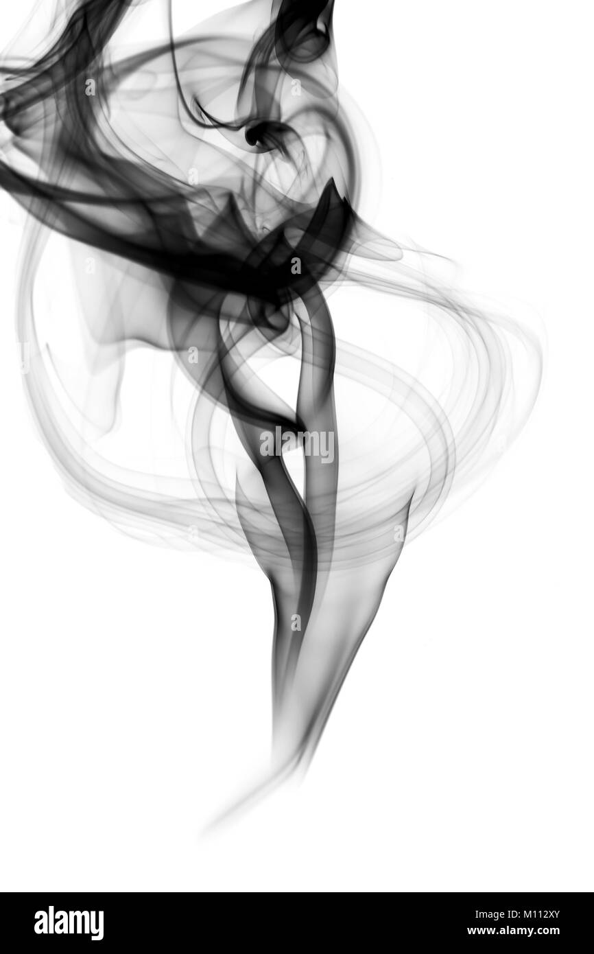 Schwarz Abstraktion. Rauch Form über den weißen Hintergrund Stockfoto