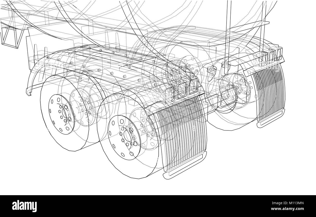Rad der großen Lkw und Anhänger Stock Vektor