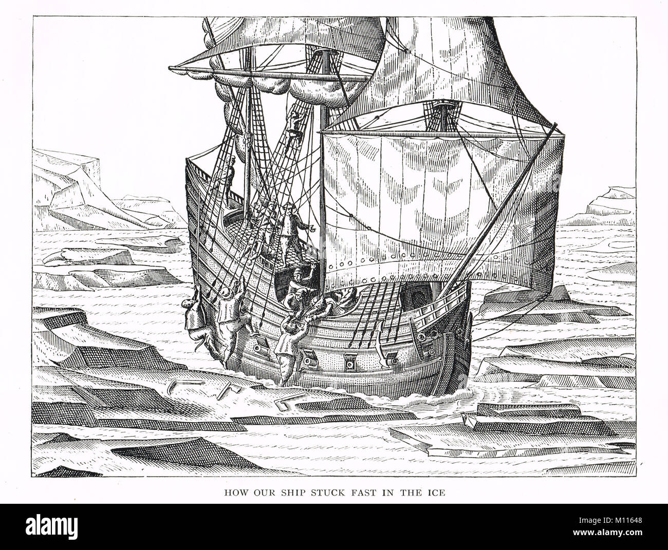 William Barents' Schiff klemmt in Eis, auf Nowaja Semlja, 1596 Stockfoto