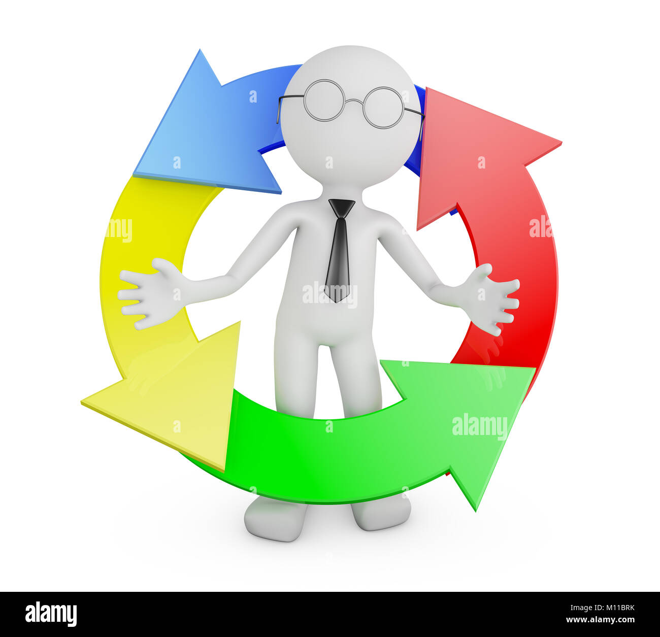 Eine gesichtslose Person und ein Management Cycle. 3D-Rendering. Stockfoto