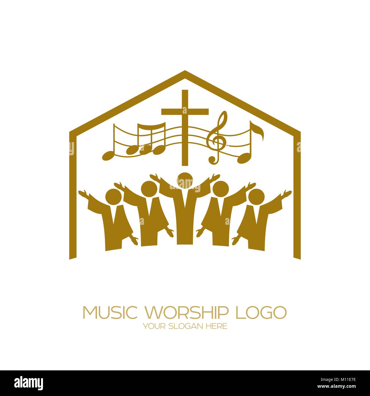 Musik Logo Christliche Symbole Die Kirche Von Gott Singt Auf Jesus Christus Ein Lied Der Herrlichkeit Stock Vektorgrafik Alamy
