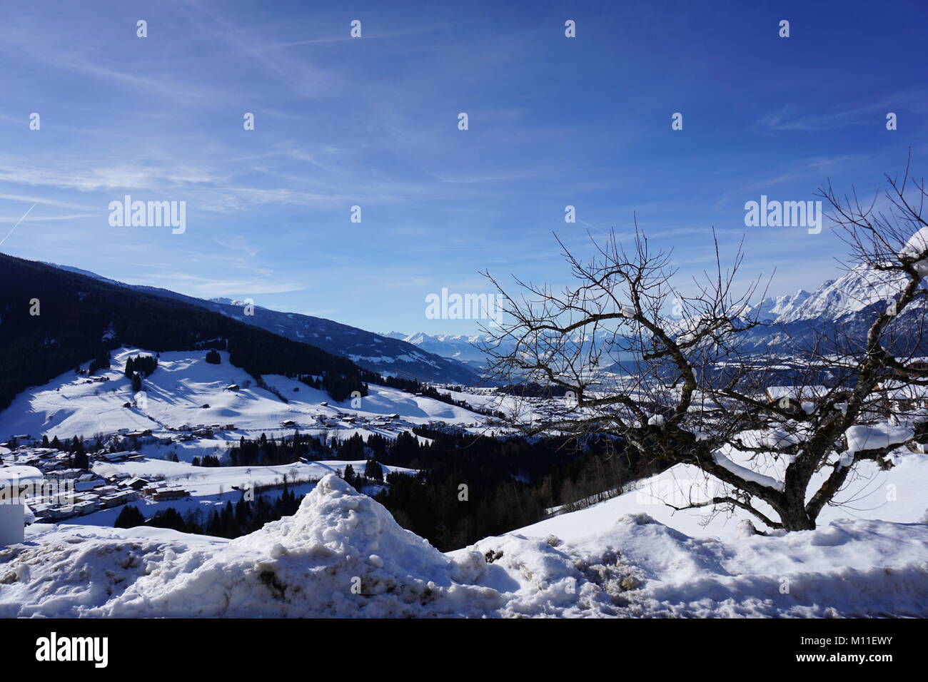 Schwaz Tirol 2018 Pillberg Skigebiet Winter mit viel Schnee Stockfoto