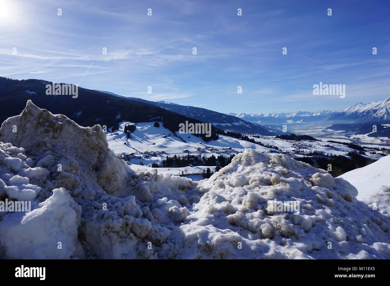 Schwaz Tirol 2018 Pillberg Skigebiet Winter mit viel Schnee Stockfoto