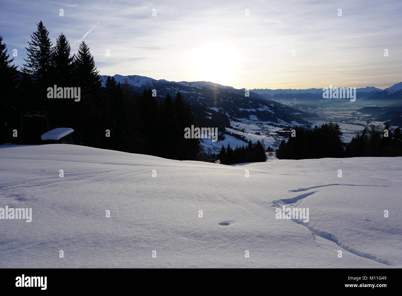 Schwaz Tirol 2018 Pillberg Skigebiet Winter mit viel Schnee Stockfoto