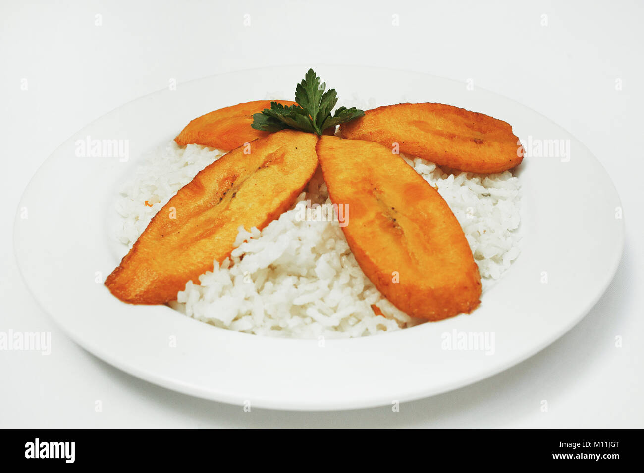 Reis und Bananen amerikanischen lateinamerikanisches Essen mexikanisches Essen Stockfoto