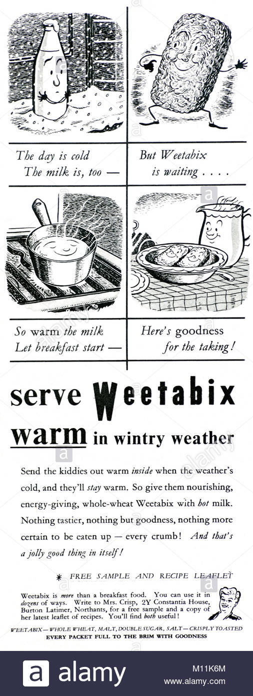 Weetabix vintage Werbung 1952 Stockfoto