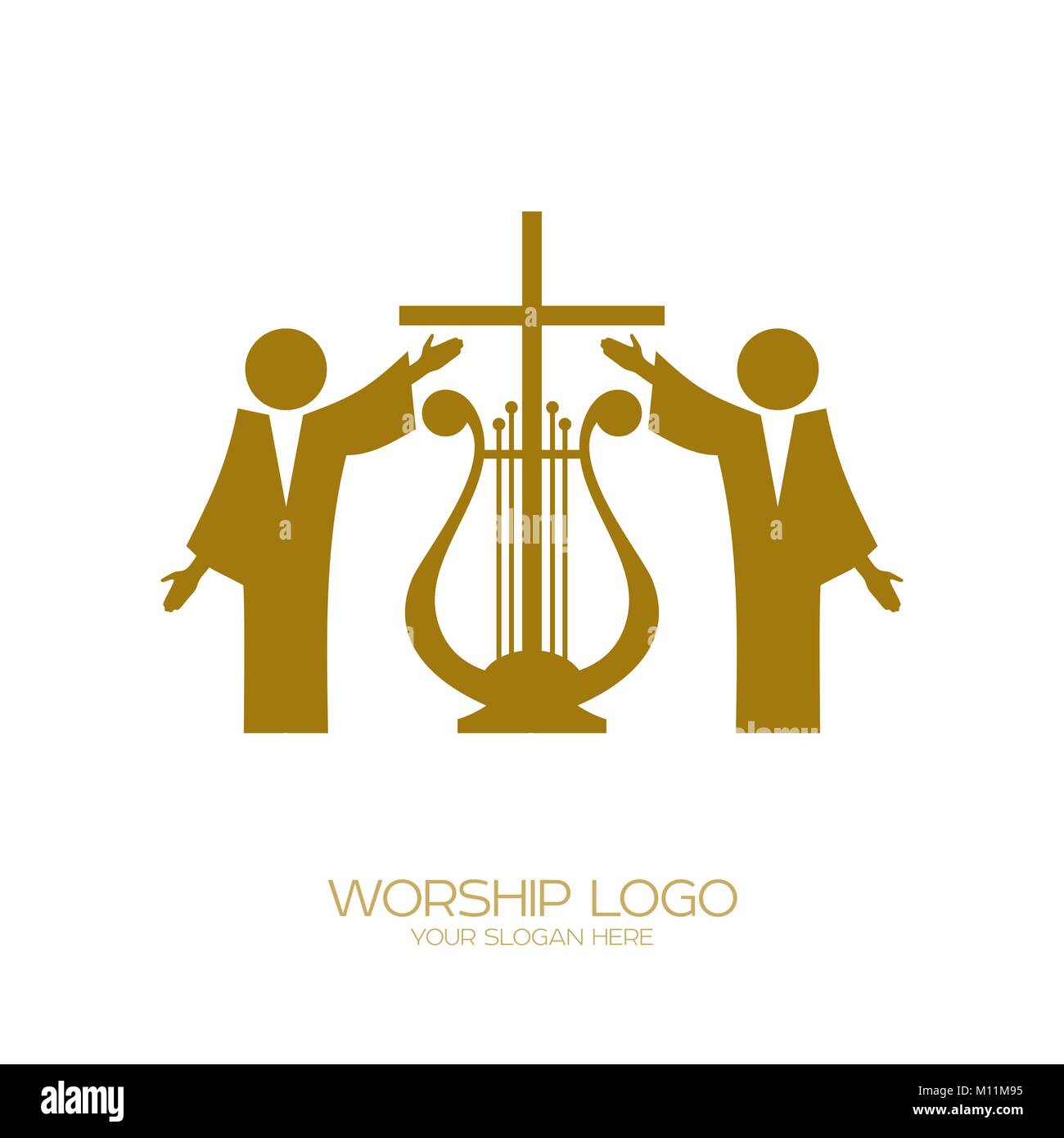 Musik Logo. Christliche Symbole. Gott anbeten Stock Vektor