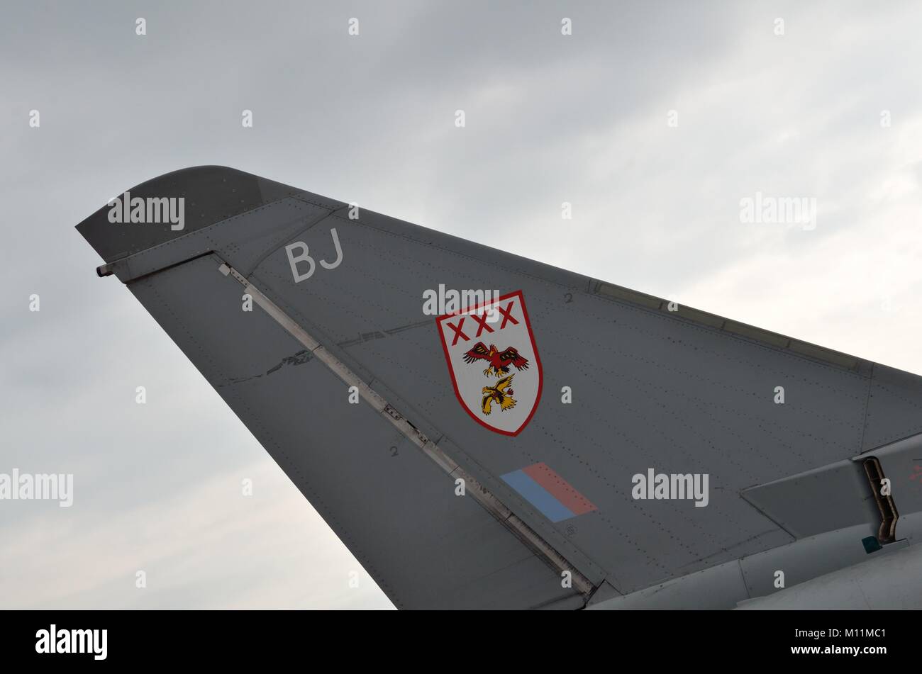 RAF Eurofighter Typhoon T.1, 29 Geschwader Schwanz details Stockfoto