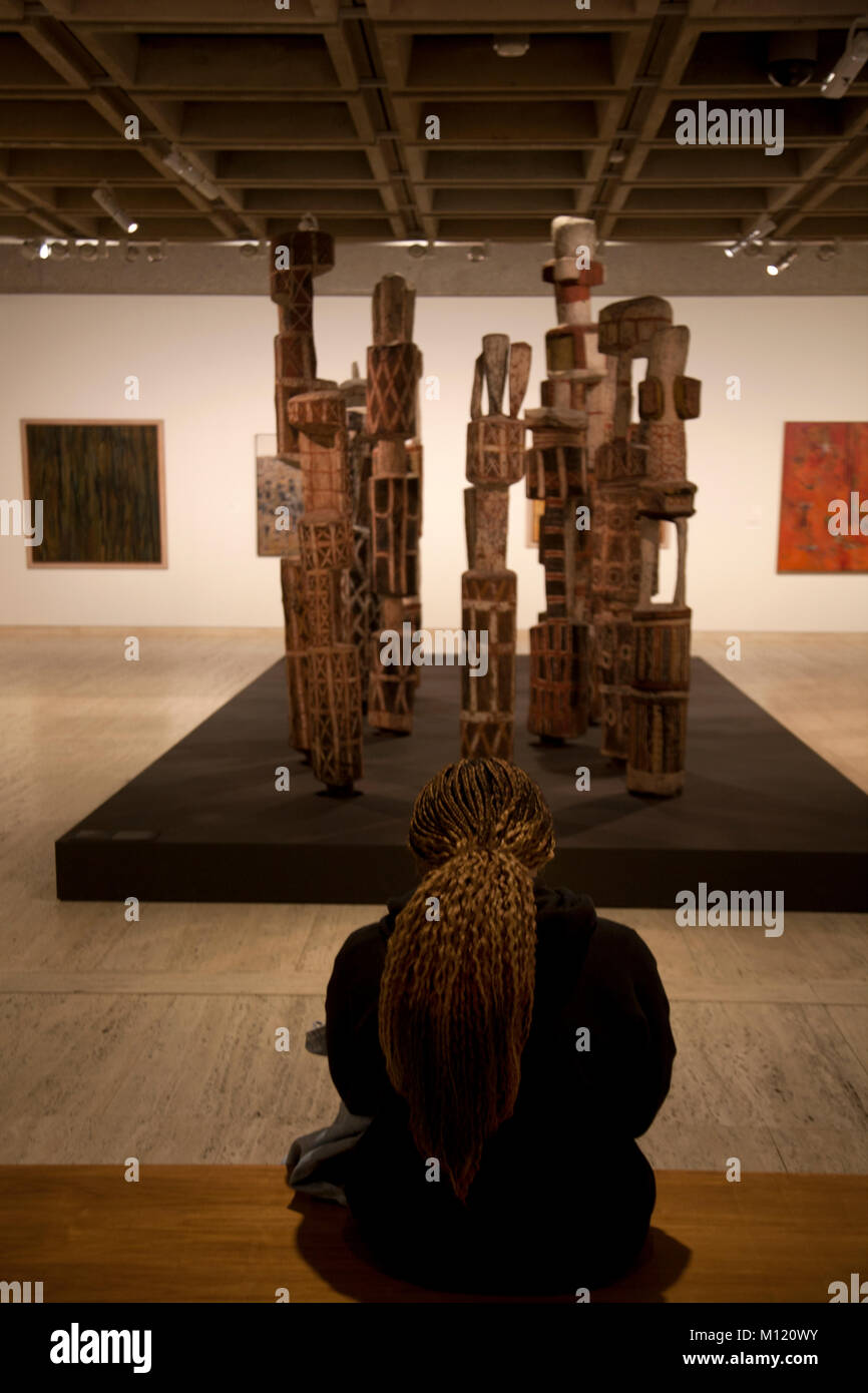 Kunst der Aborigines installation Art Gallery von New South Wales die domain Sydney New South Wales, Australien Stockfoto