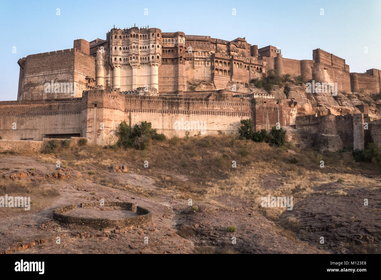 Mehrangharh Fort, blaue Stadt Jodhpur, Rajasthan Stockfoto