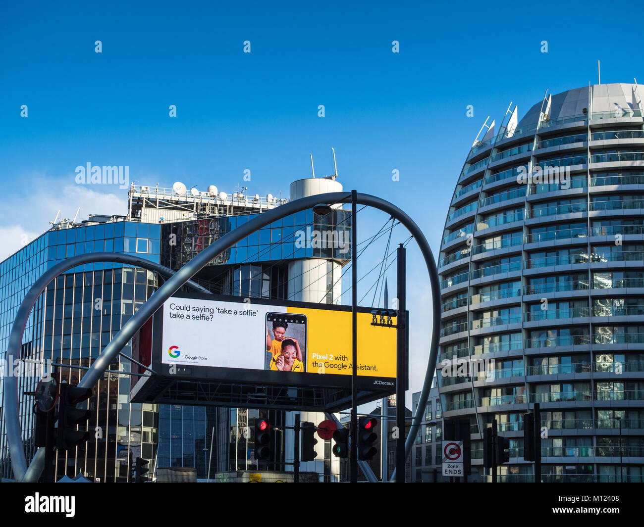 Silicon Kreisverkehr - Alte Straße Kreisverkehr im Zentrum von London's High Tech Web Bereich, der gemeinhin als Silizium Kreisverkehr bekannt Stockfoto