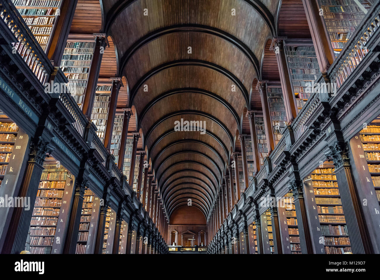 Die langen Raum in der alten Bibliothek, Trinity College, Dublin Stockfoto