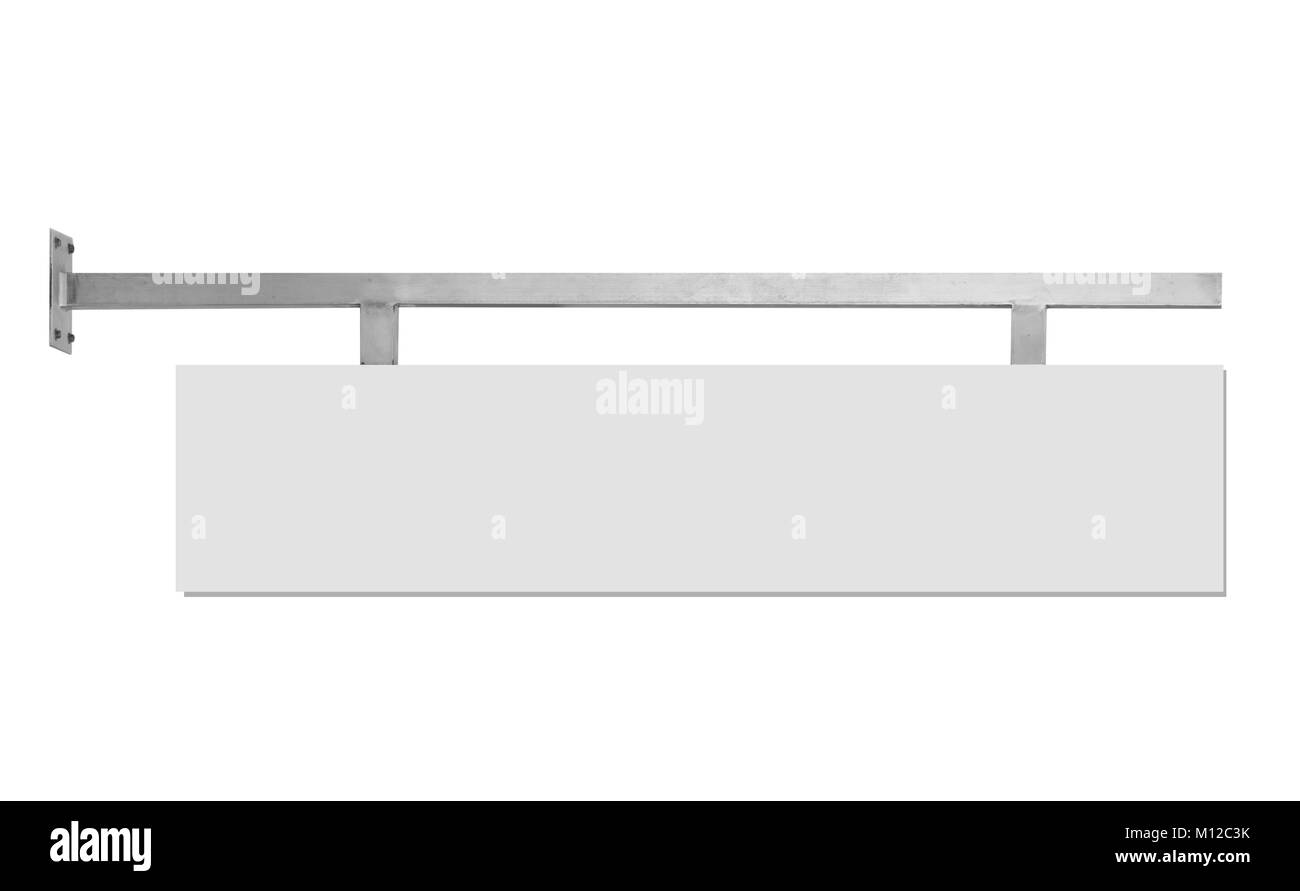 Ein Porträt von einem leeren Anzeigentafel oder Zeichen für Werbung auf weißem Hintergrund Stockfoto