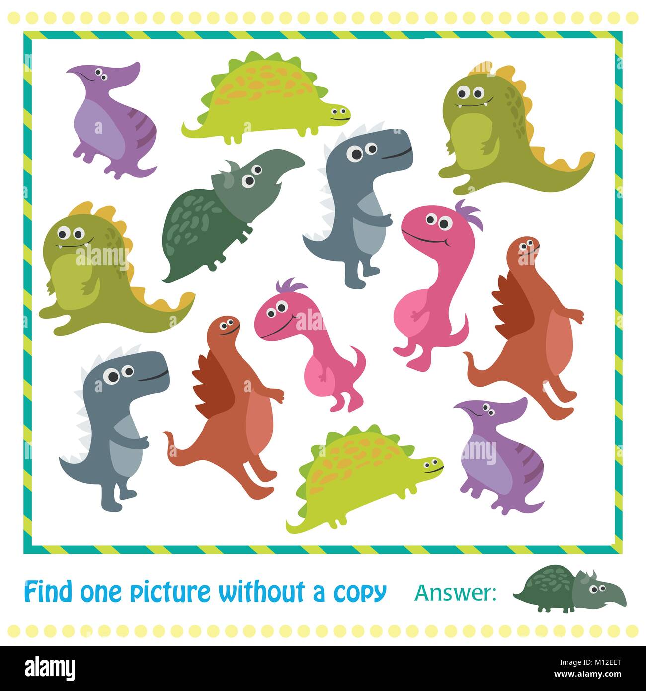 Kinder Lernspiel. Vector Abbildung: Kinder Puzzle mit cartoon Dinosaur Stock Vektor