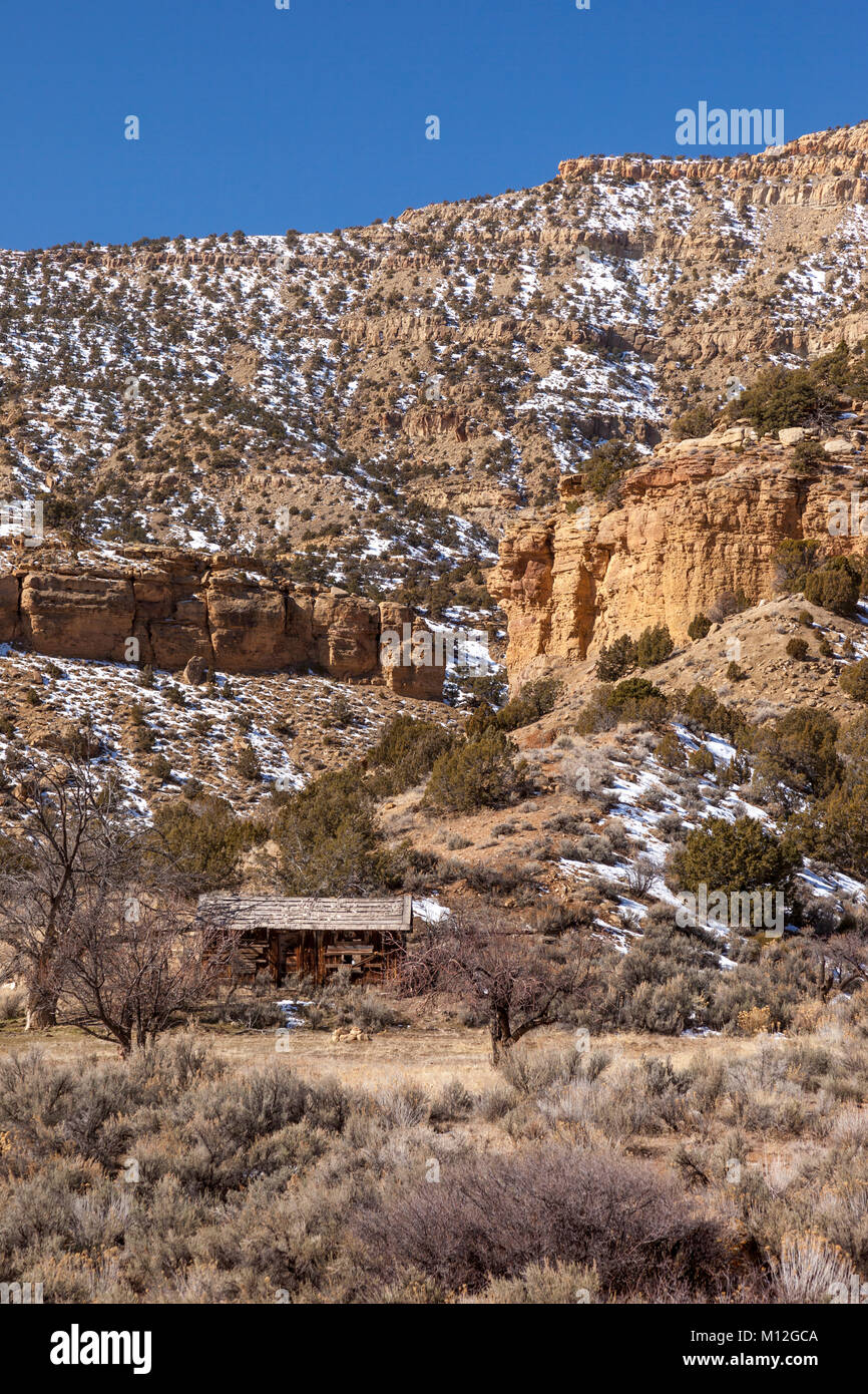 Alten, verlassenen Hütte in den Bergen in der Nähe von Thompson, Utah, USA Stockfoto