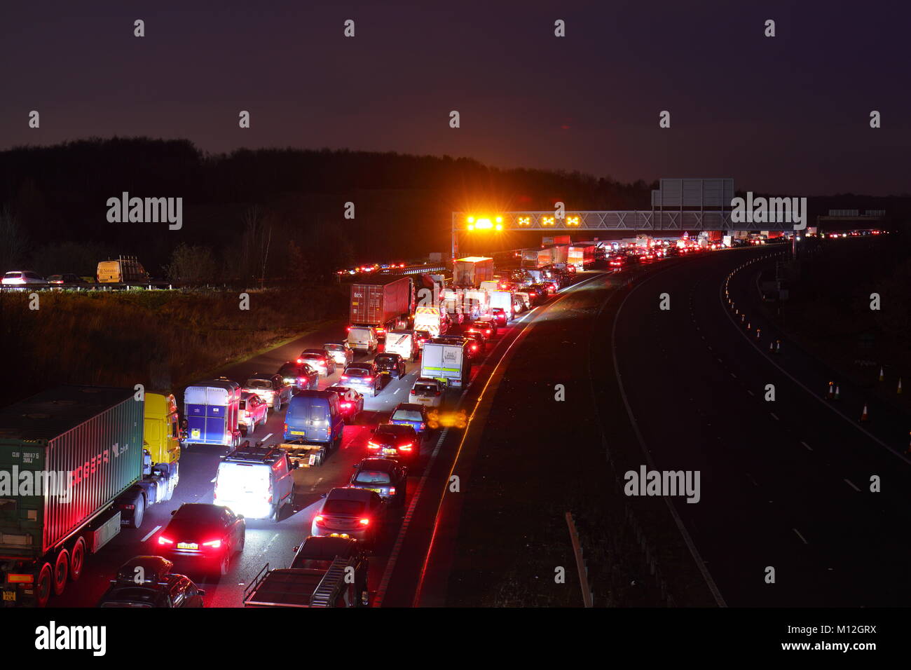Autobahn M1 Tailback Stockfoto