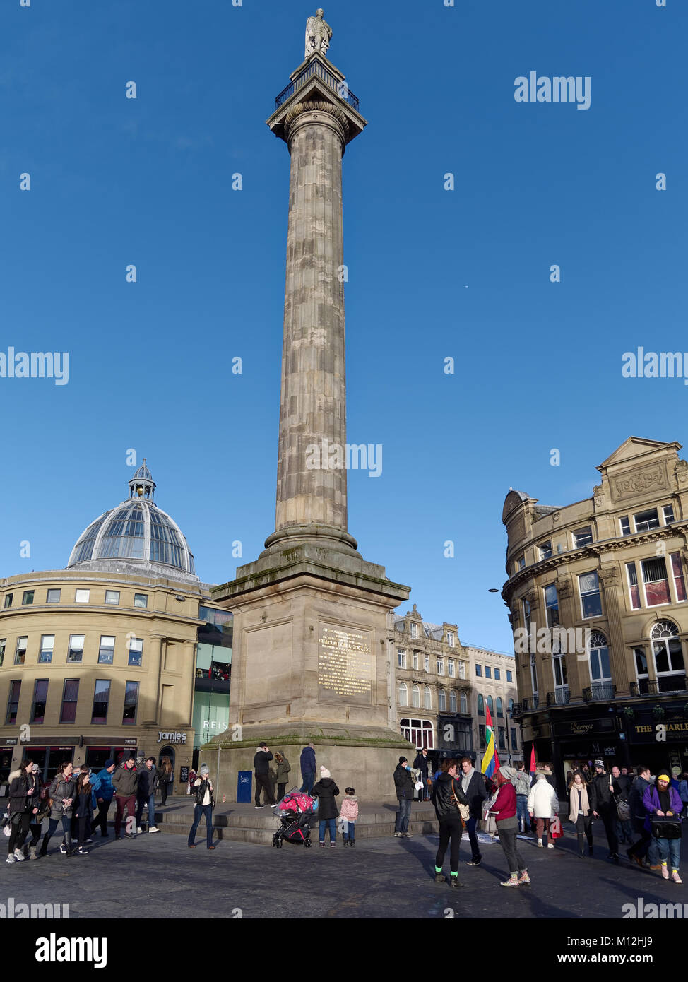 NEWCASTLE UPON TYNE, Tyne und Wear/UK - Januar 20: Ansicht der Grauen Denkmal in Newcastle upon Tyne, Tyne und am 20. Januar 2018 tragen. Nicht identifizierte Personen Stockfoto