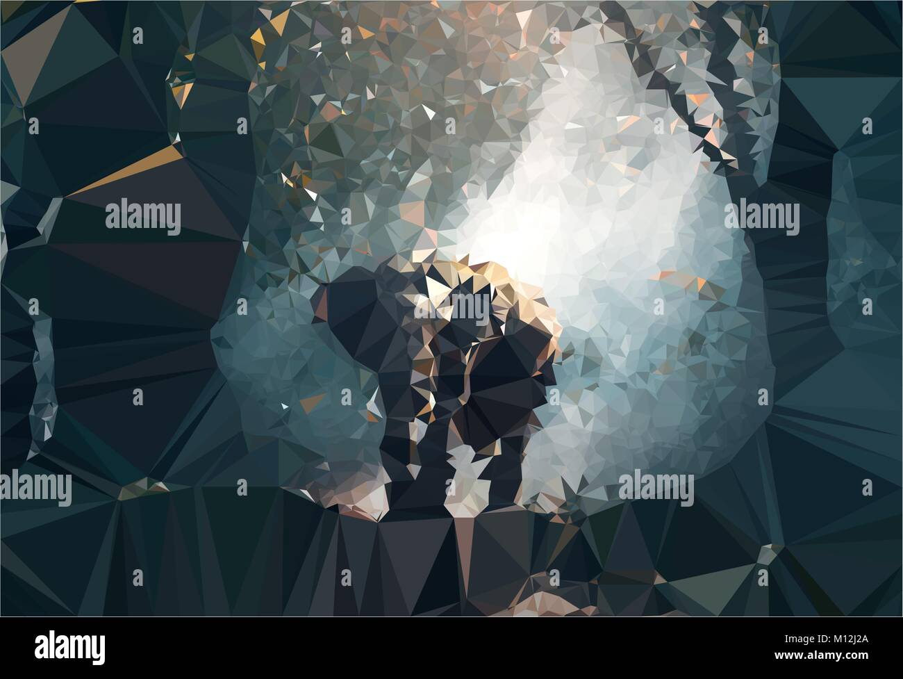 Poly kunst Elefant in den Bäumen Stock Vektor