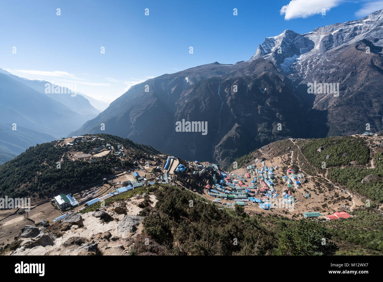 Der Sherpa Hauptstadt Namche Bazar in Khumbu Valley, Nepal Stockfoto