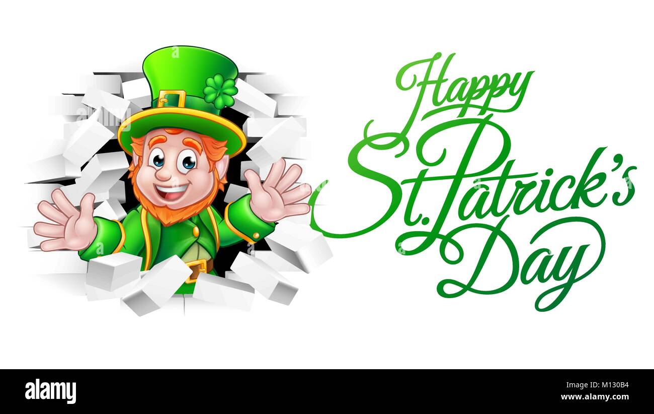 Happy St Patricks Day Cartoon Leprechaun Stock Vektor