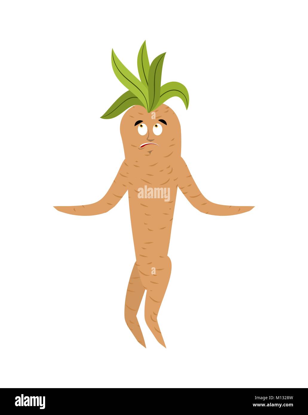 Mandrake root verwirrt oops. Lassen sie sich überraschen Legendären mystisches Werk in Form des Menschen. Stock Vektor