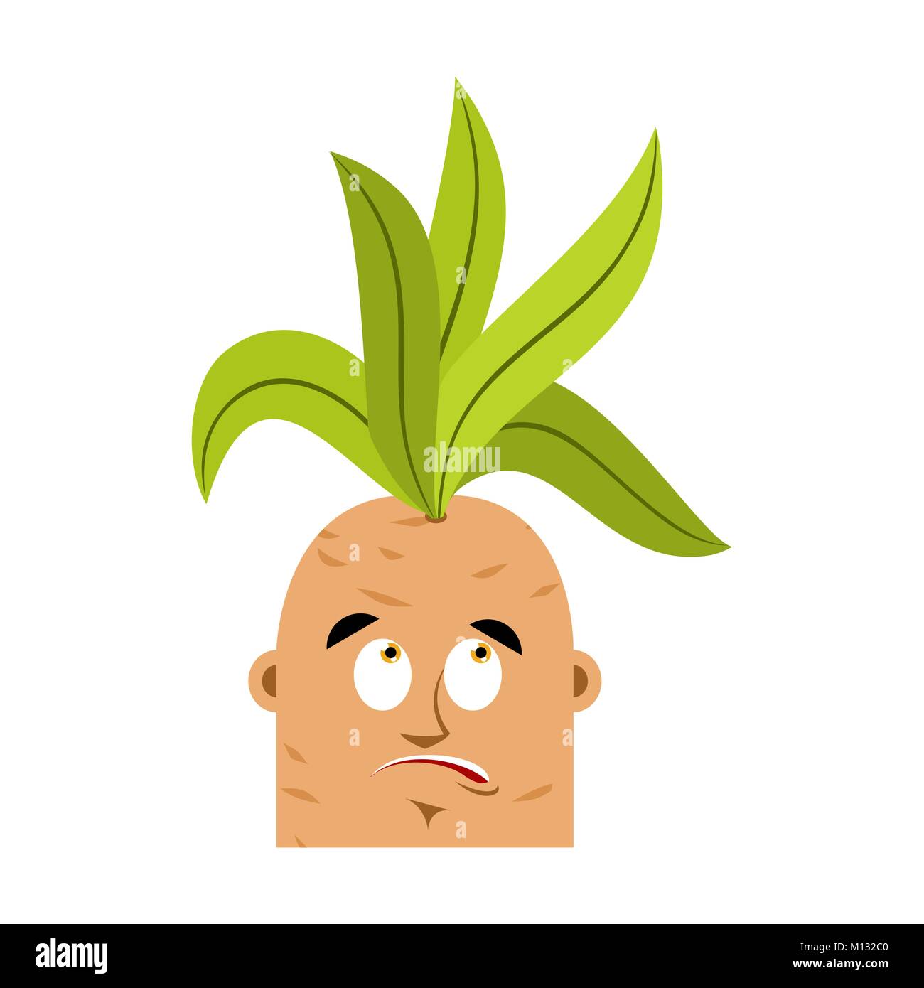Mandrake root verwirrt oops emoji. Lassen sie sich überraschen Legendären mystisches Werk in Form des Menschen. Stock Vektor