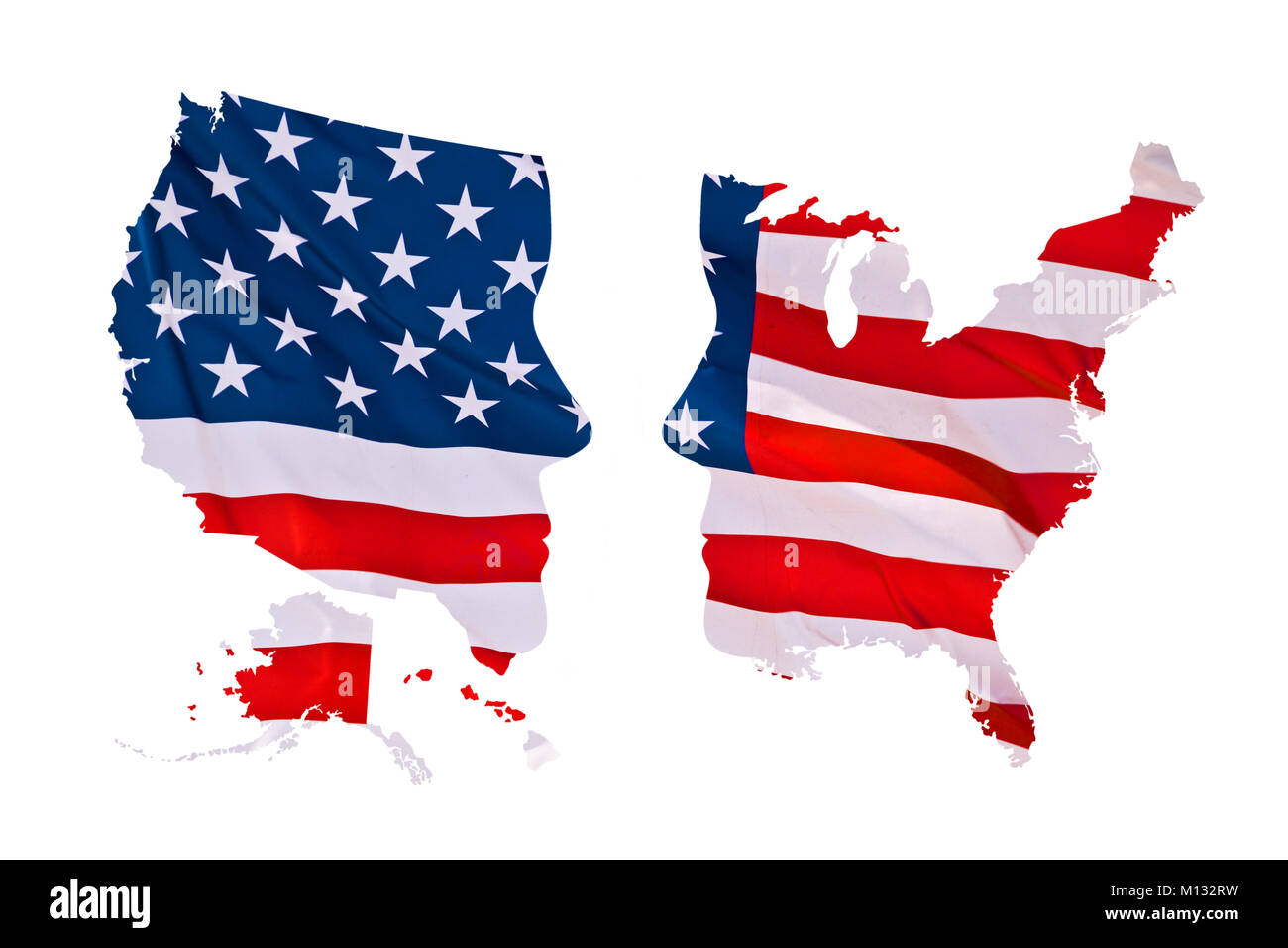 2016 US-Präsidentschaftswahlen Karte Konzept auf weißem Hintergrund Stockfoto