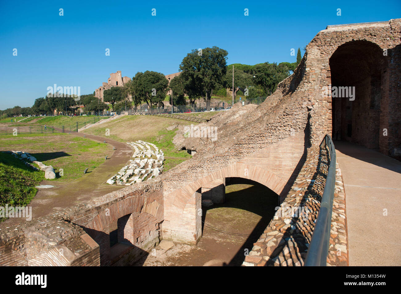 Rom, Italien. Archäologische Stätte, Circus Maximus. Stockfoto