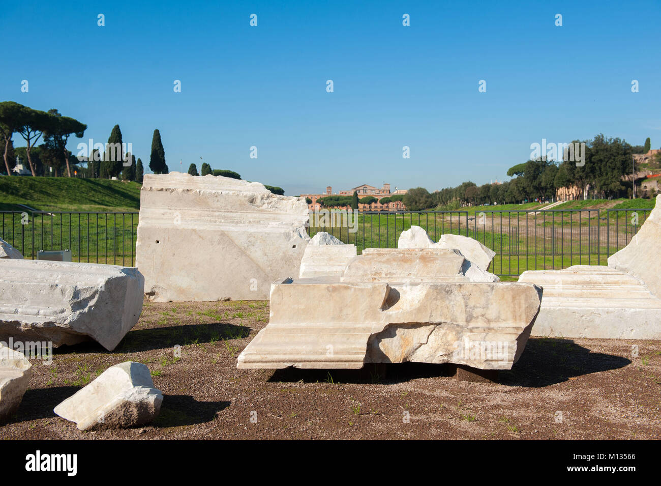 Rom, Italien. Archäologische Stätte, Circus Maximus. Stockfoto