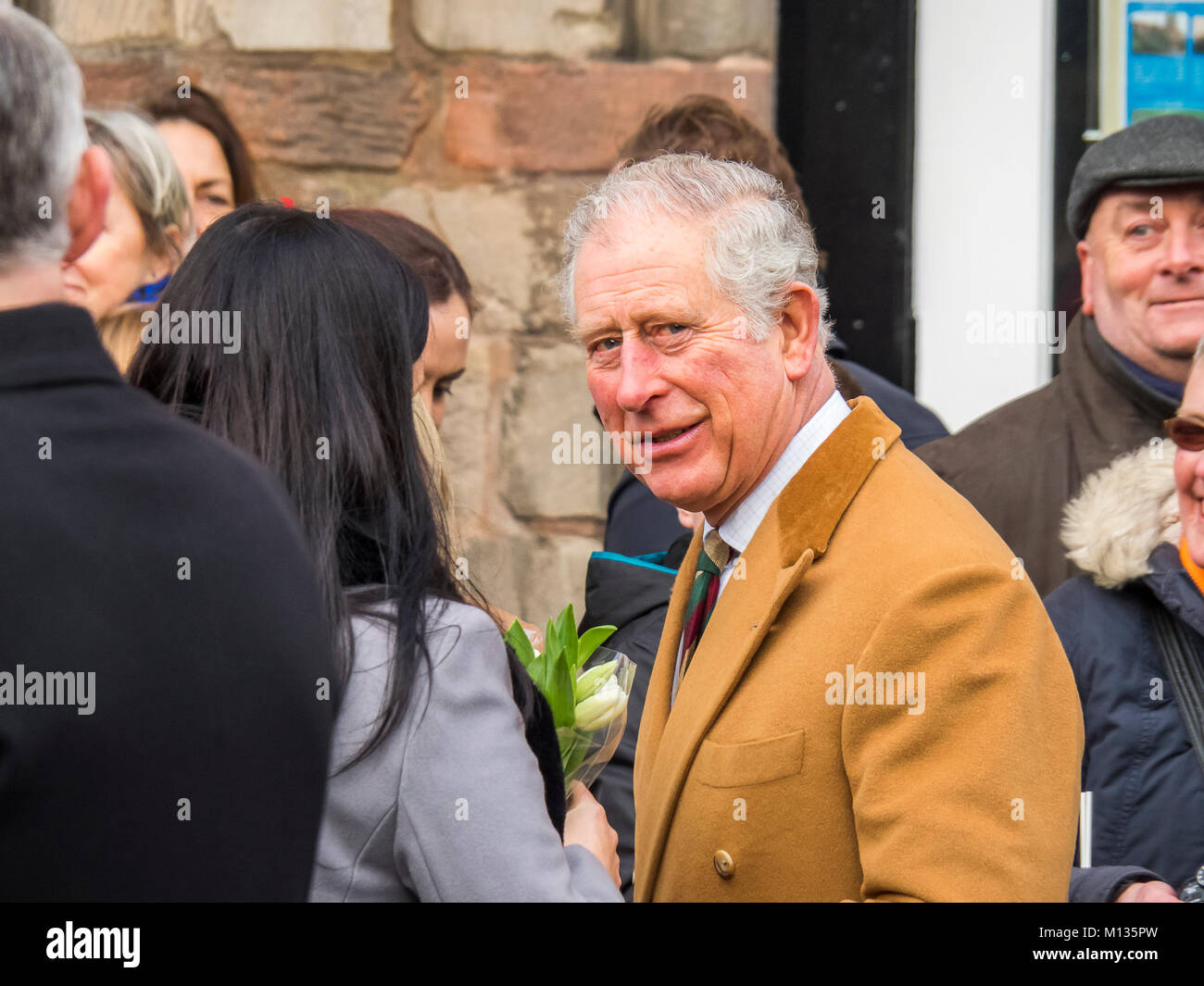 Prinz Charles Prinz von Wales, Leute treffen von Congleton, Cheshire 24/1/18. Stockfoto