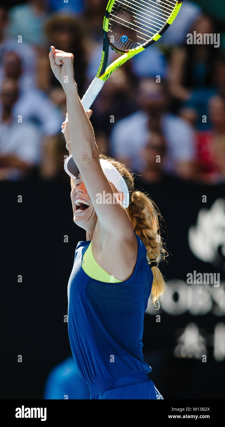 Melbourne, Australien, 26. Januar 2018: Die dänische Tennisspielerin Caroline Wozniacki in Aktion während ihrer Halbfinale der Australian Open 2018 in Melbourne Park. Credit: Frank Molter/Alamy leben Nachrichten Stockfoto