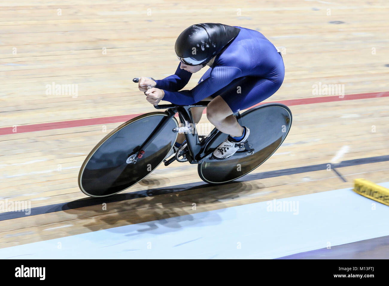 Manchester, Großbritannien. 26 Jan, 2018. Emily Nelson konkurriert in der Einzelverfolgung Frauen Qualifikation. Credit: Dan Cooke/Alamy leben Nachrichten Stockfoto