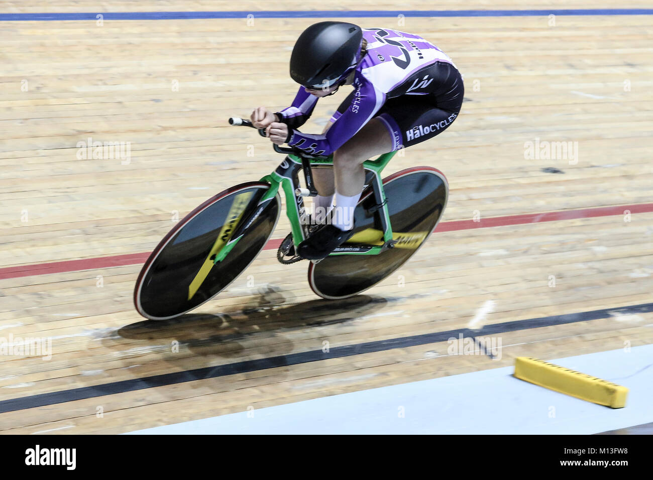 Manchester, Großbritannien. 26 Jan, 2018. Pfeiffer Georgi konkurriert in der Einzelverfolgung Frauen Qualifikation. Credit: Dan Cooke/Alamy leben Nachrichten Stockfoto