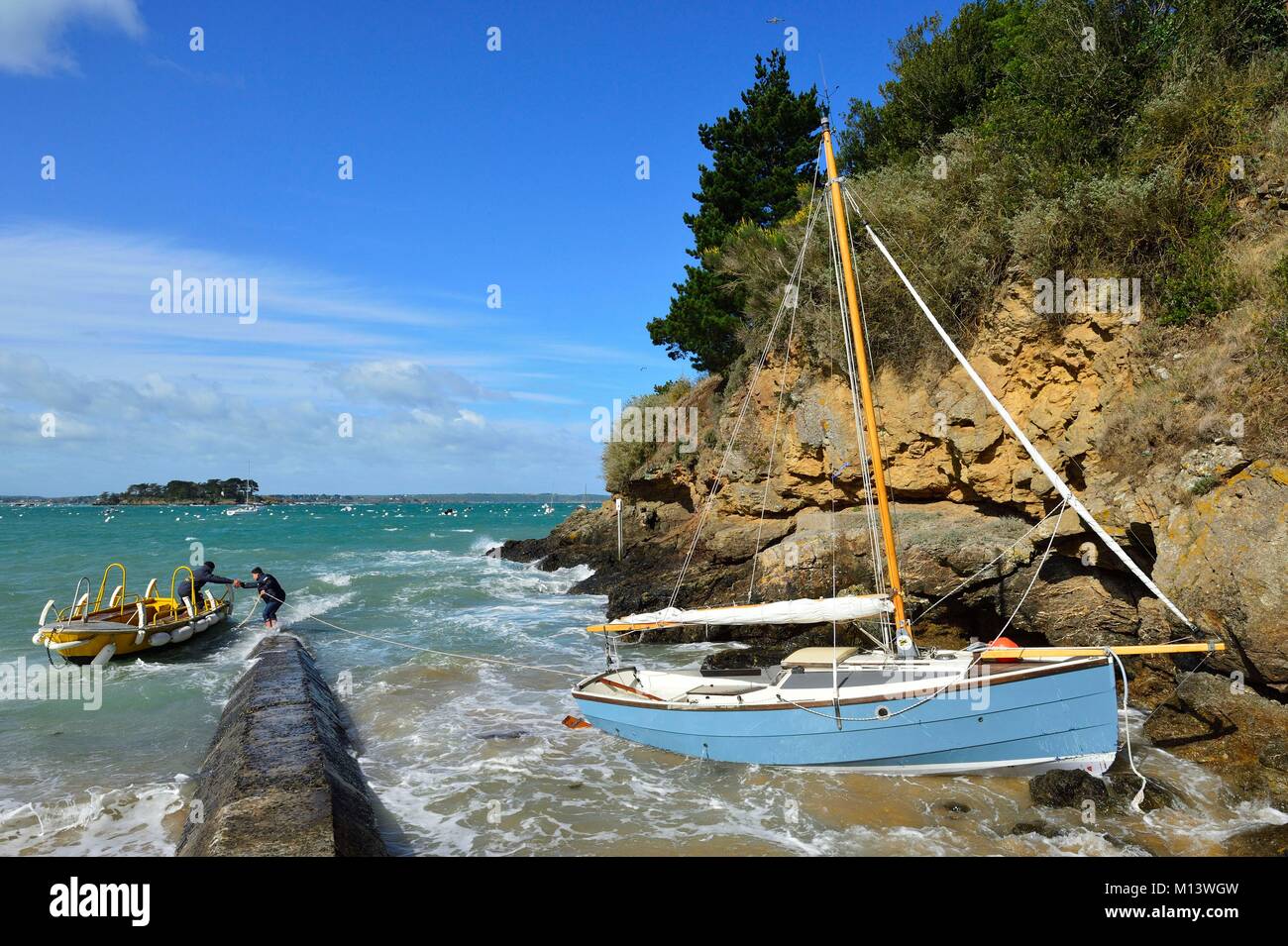 Frankreich, Ille et Villaine, Saint Briac sur Mer, Chateau Strand während der Flut Stockfoto