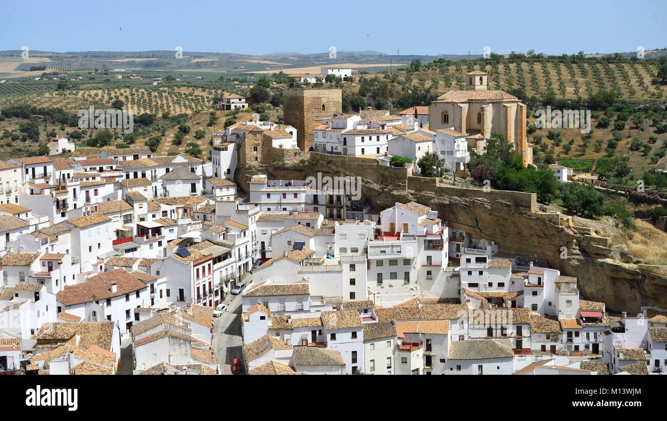 Spanien, Andalusien, weißen Dörfer (Pueblos Blancos), Setenil Dorf Stockfoto