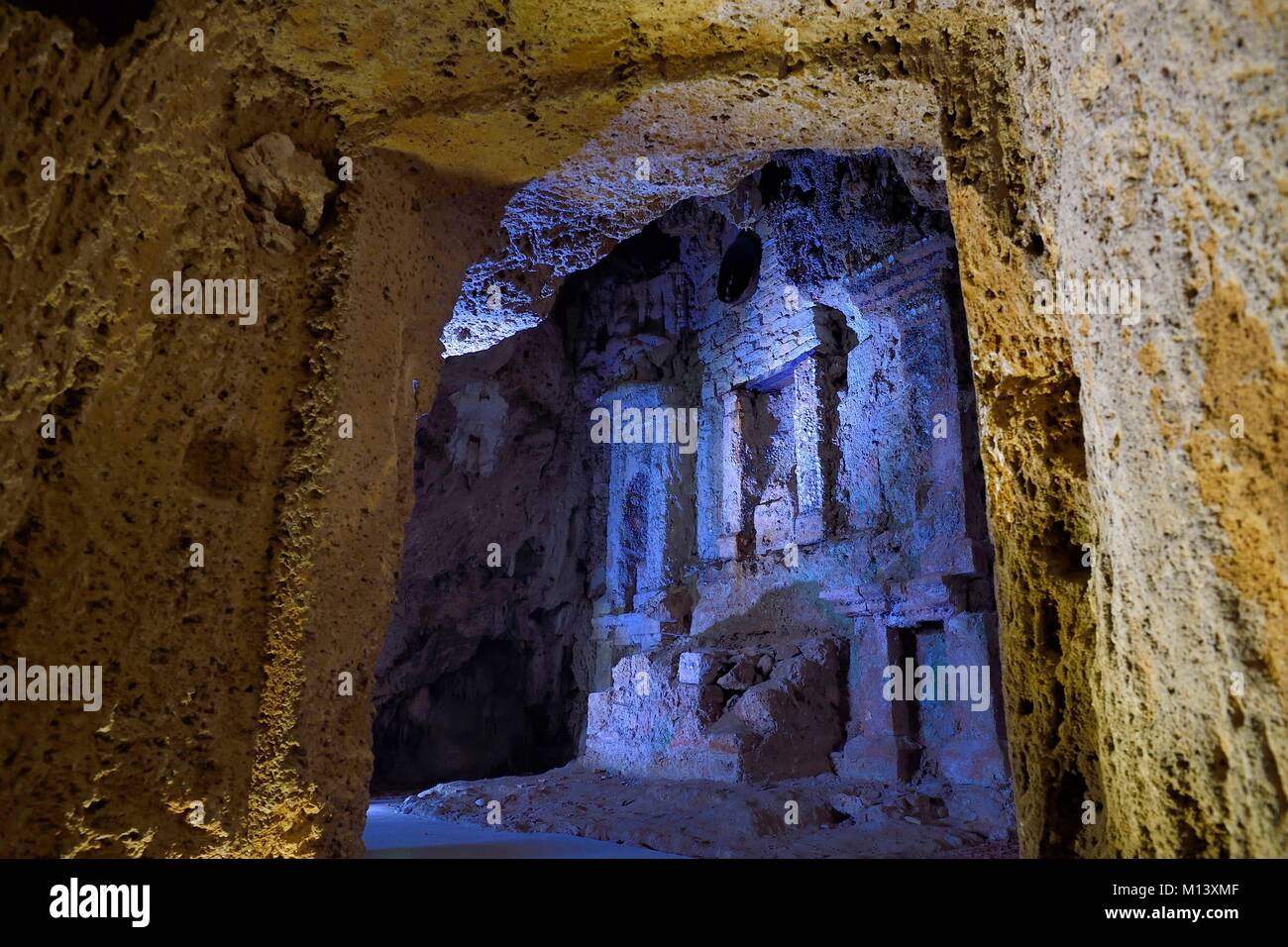 Frankreich, Var, Provence Verte, Barjols, höhlenwohnungen Kloster der Karmeliten Dechaux, die Kapelle mit Muscheln Stockfoto