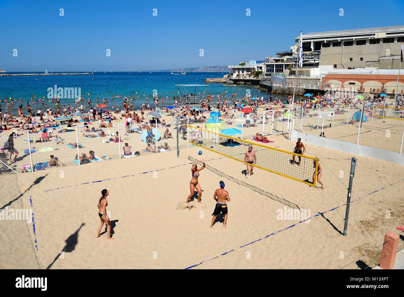 Frankreich, Bouches-du-Rhone, Marseille, Katalanen Bezirk, Katalanen Strand Stockfoto