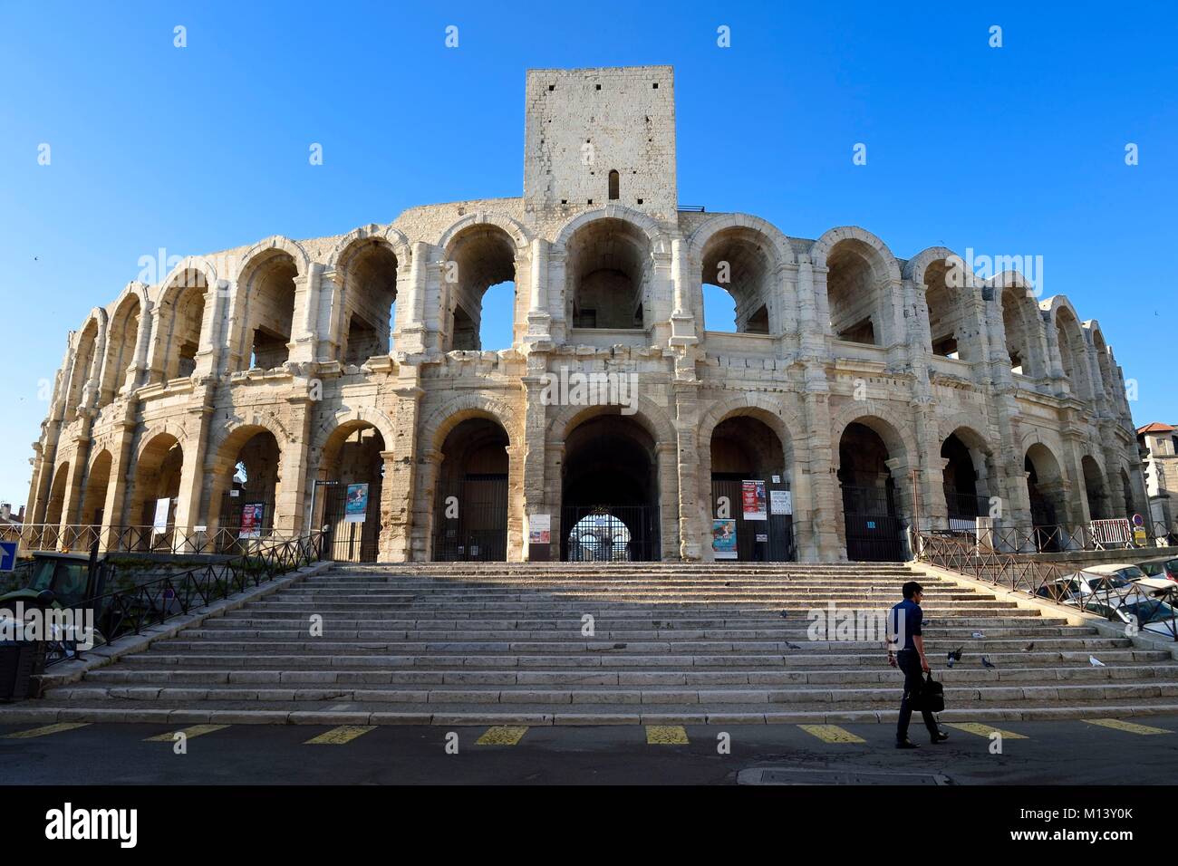 Frankreich, Bouches-du-Rhone, Arles, die Arenen, das Römische Amphitheater 80-90 AD, Denkmalschutz, als Weltkulturerbe von der UNESCO Stockfoto