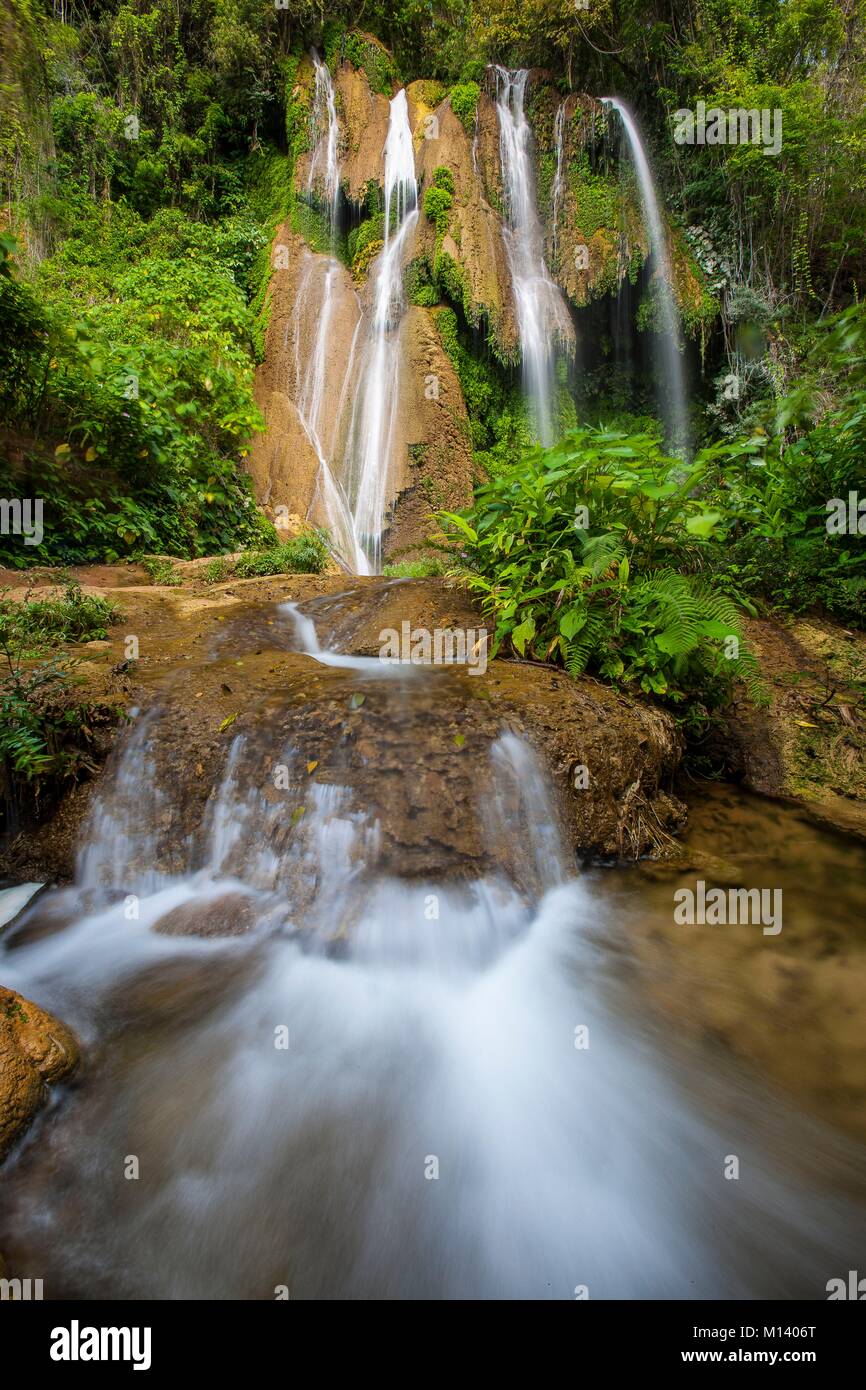 Kuba, Provinz Sancti Spiritus, massive Escambray, dem Naturpark Topes de Collantes, Wasserfall in der Guanaraya finden Stockfoto