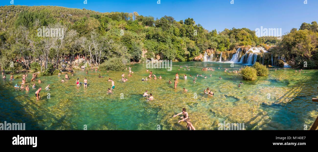 Kroatien, Nord Dalmatien, Nationalpark Krka Krka Fälle bei Skradinski Buk Stockfoto